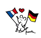 Mouse holding French and German flag, with a heart in between symbolizing French-German friendship. This picture spread a lot in French and German discords when they were helping each other
