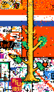 An image of the tree trunk thatis ever growing due to the reddit hivemind.
